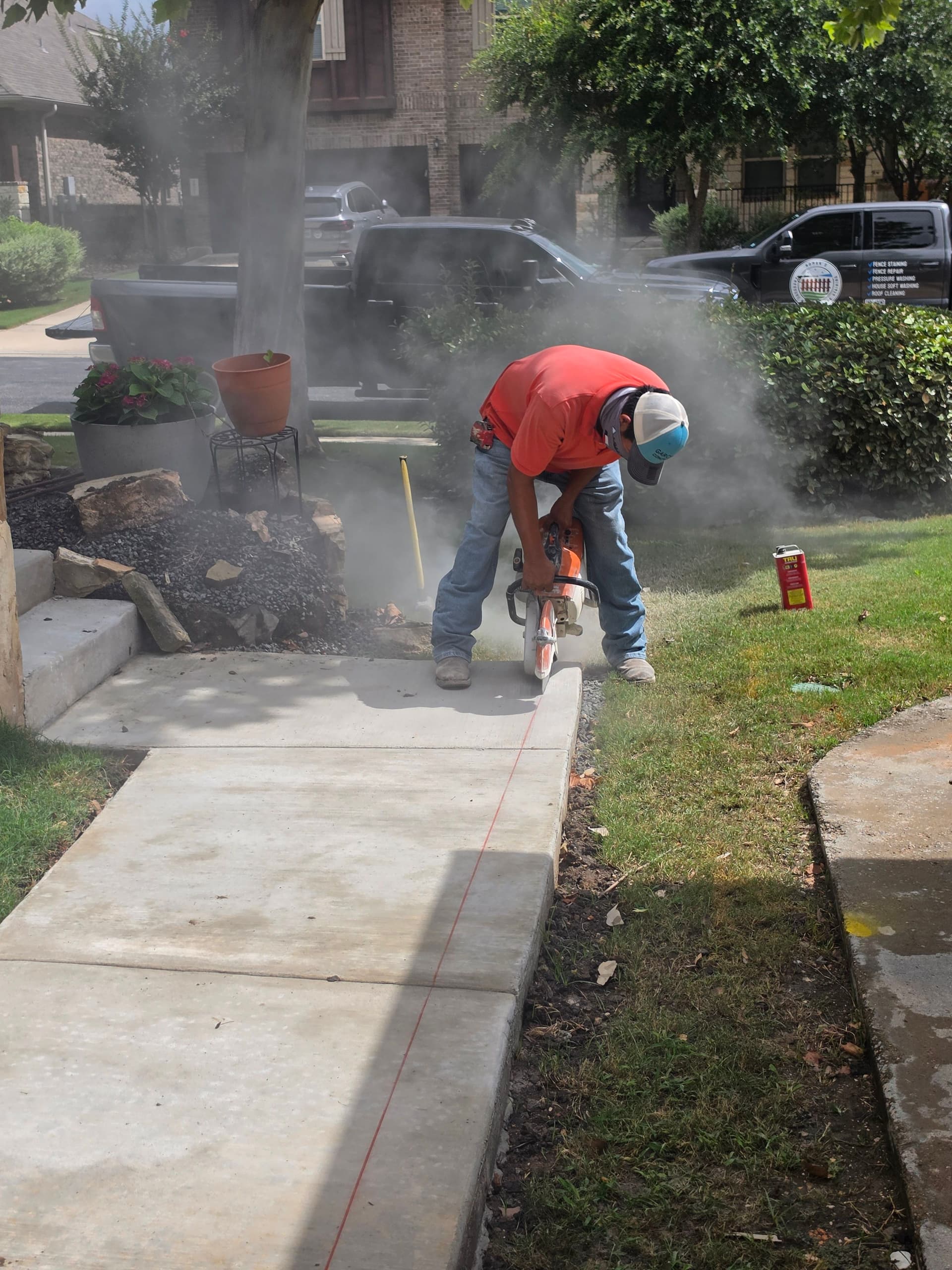 Gallery photos for New Concrete Walkway with Full Landscaping and Fence Work: Image #5