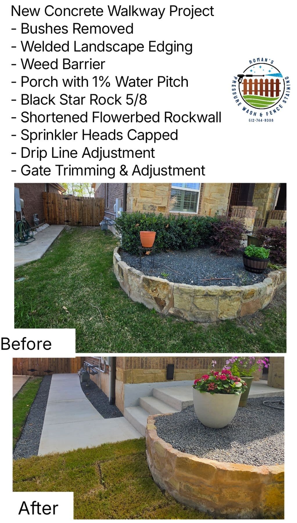 Project New Concrete Walkway with Full Landscaping and Fence Work image