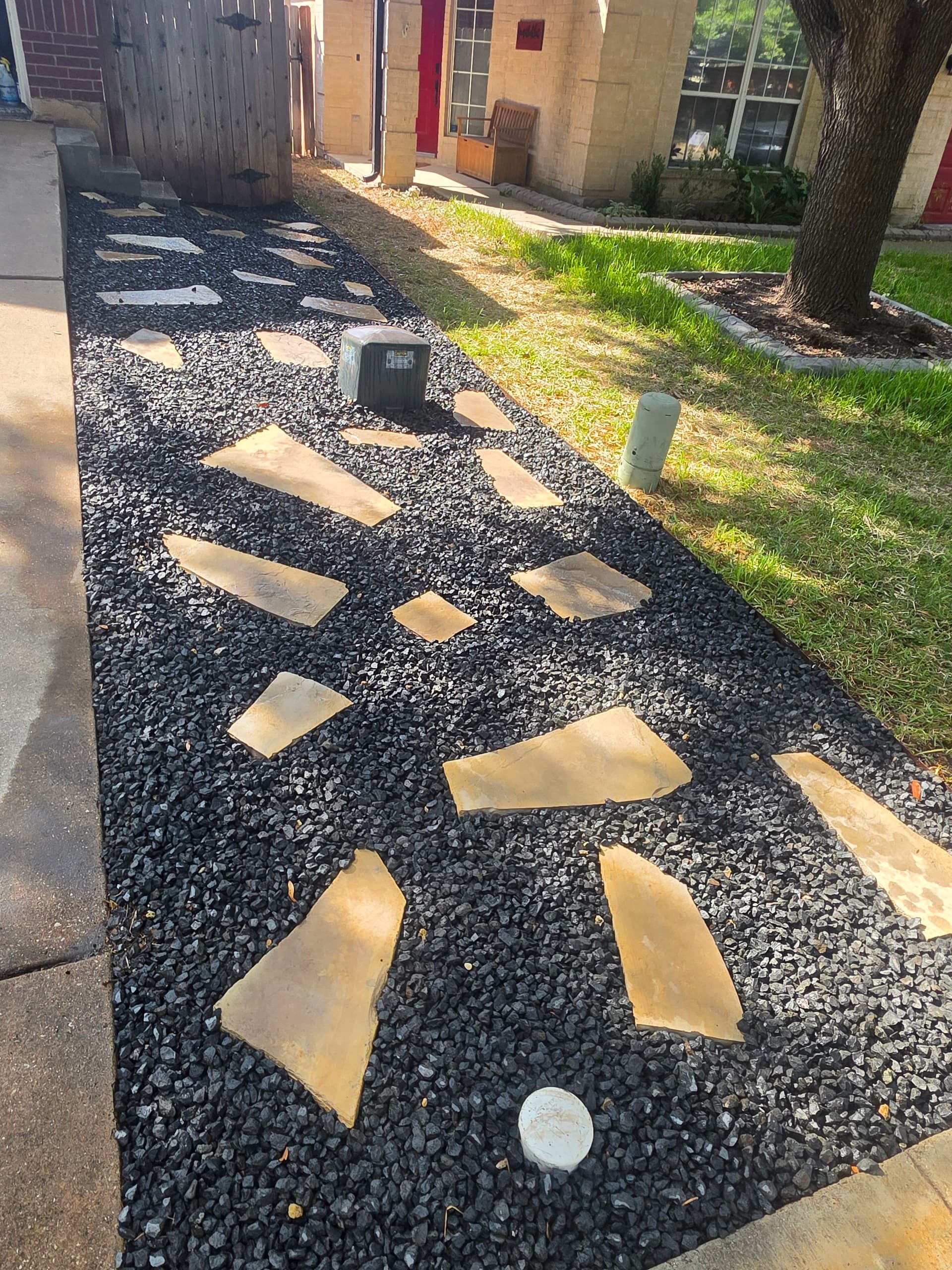 Gallery photos for Shadow Rock and Mexican Creme Paver Landscape Install in Pflugerville: Image #2