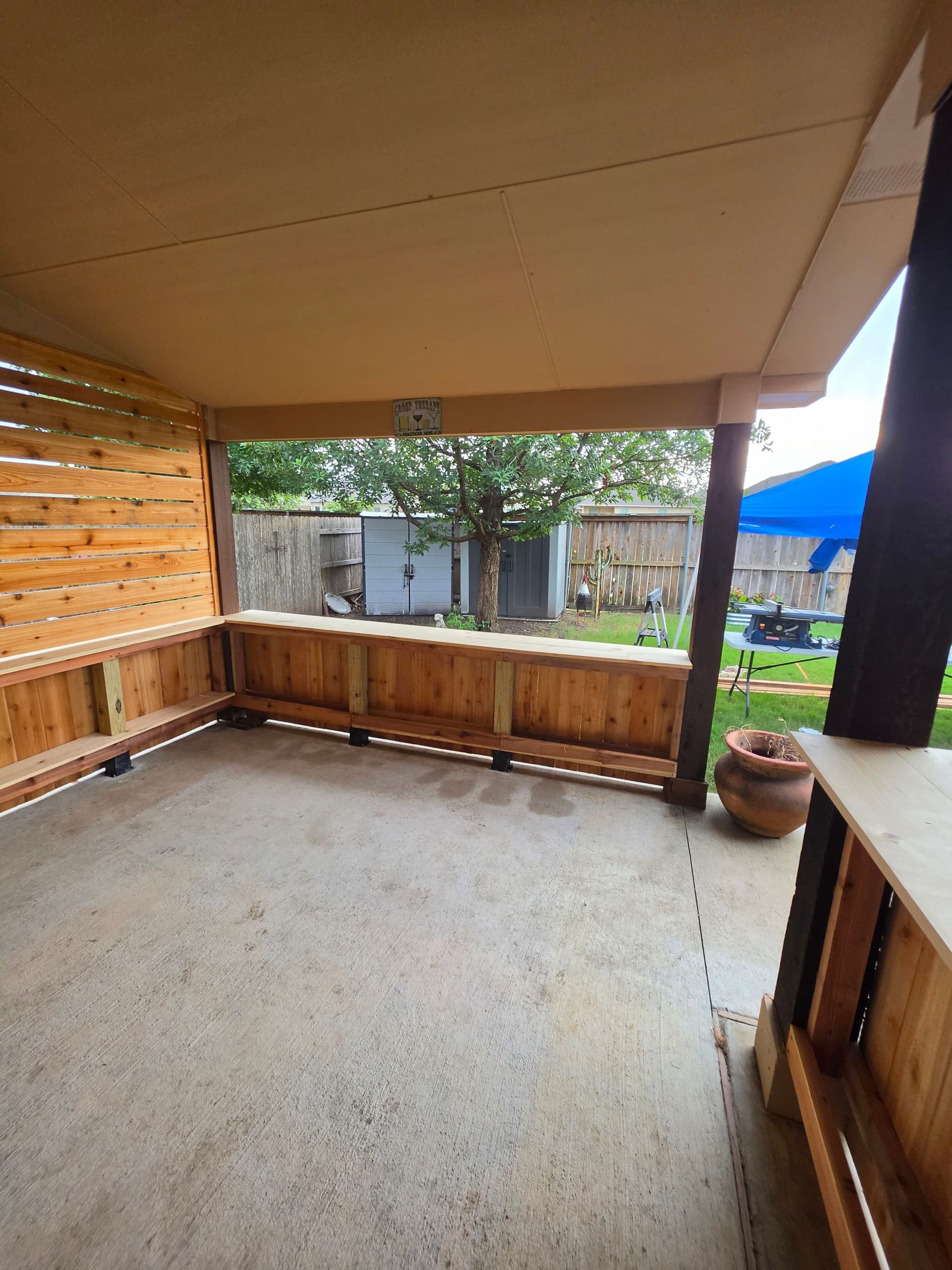 Gallery photos for Pony Wall and Accent Wall Installation Turns a Bare Patio Into an Outdoor Hangout: Image #6