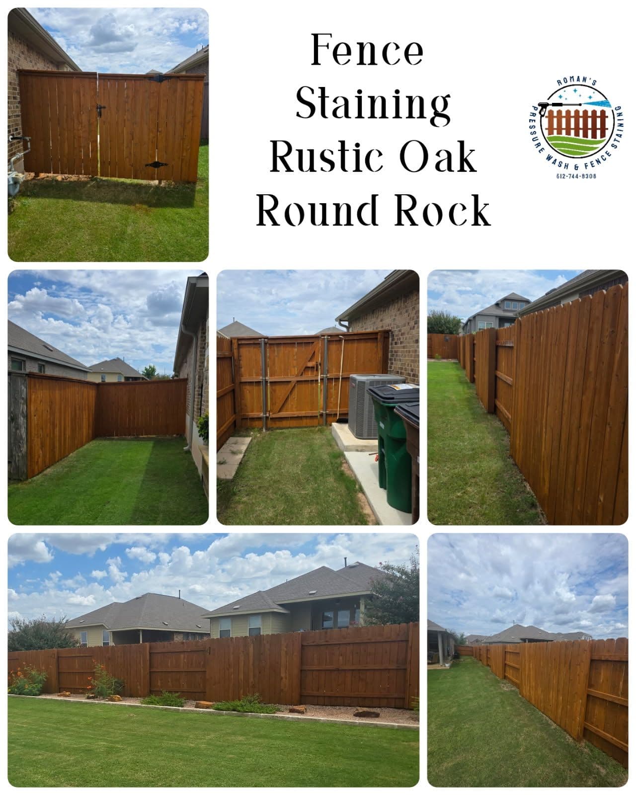 Rustic Oak Fence Staining in Round Rock image