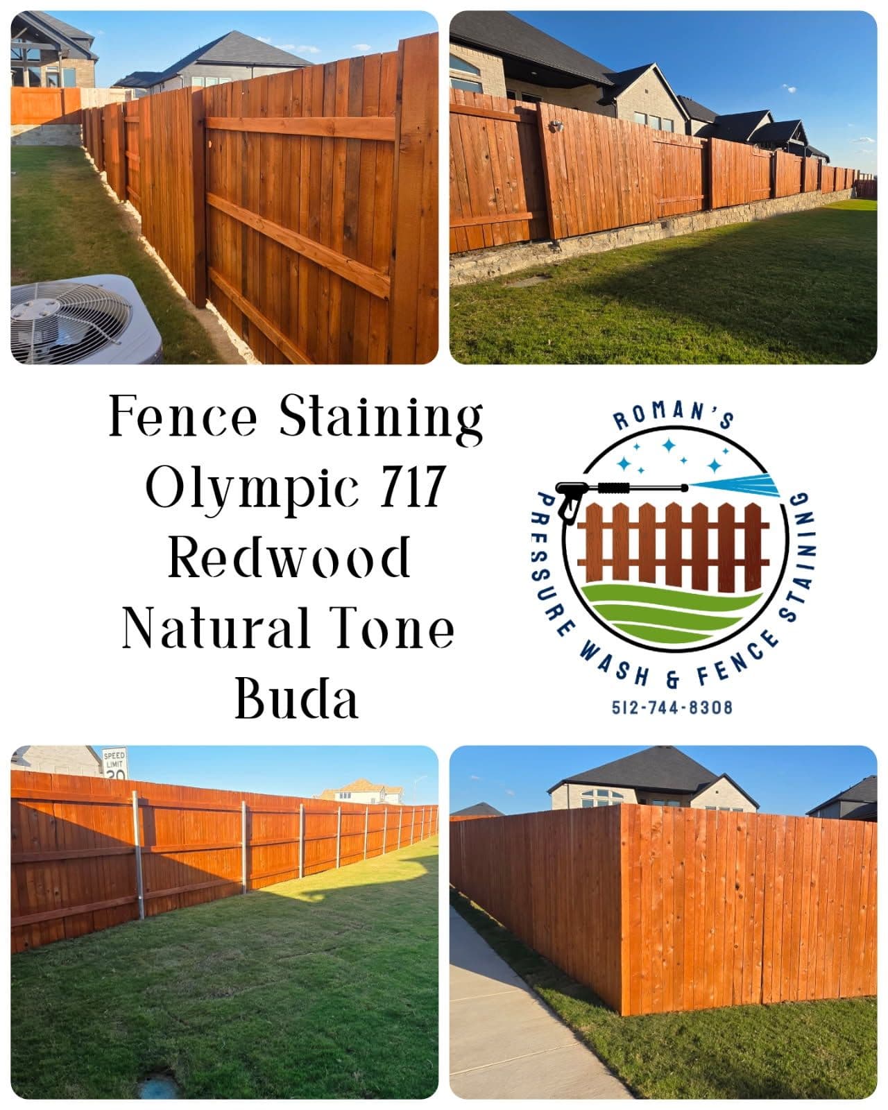 Project Elegant Fence Staining in Buda with Olympic 717 Redwood image