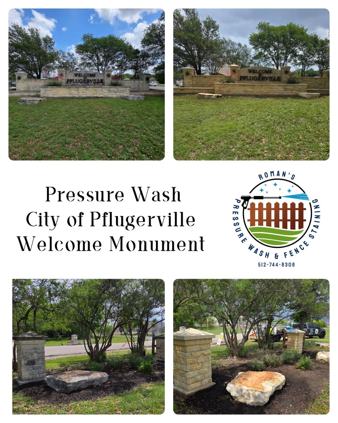 Gallery photos for Transforming Pflugerville Welcome Monument with Expert Pressure Washing: Image #1