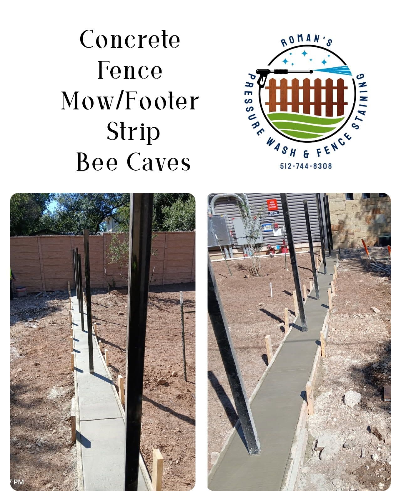 Bee Caves Concrete Fence Mow Strip Installation Success image