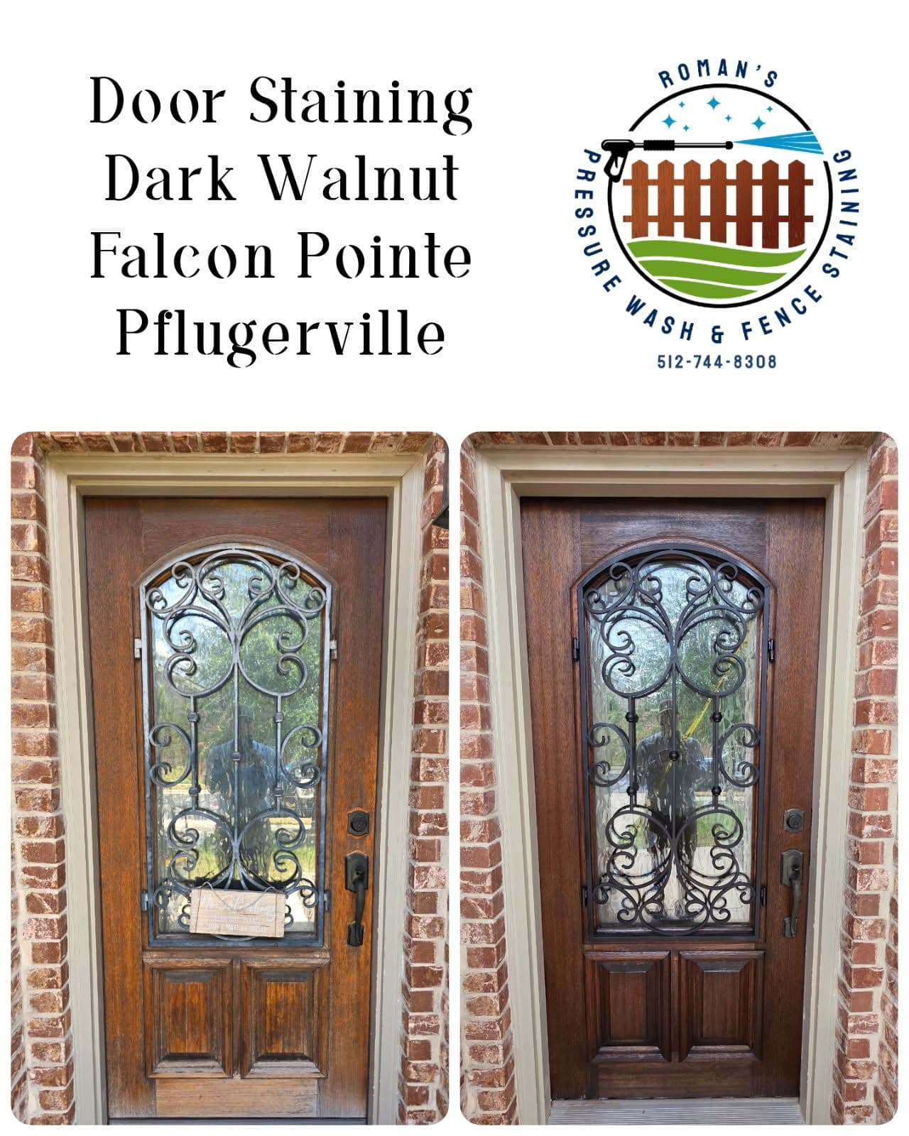 Beautiful Door Staining in Falcon Pointe Pflugerville image