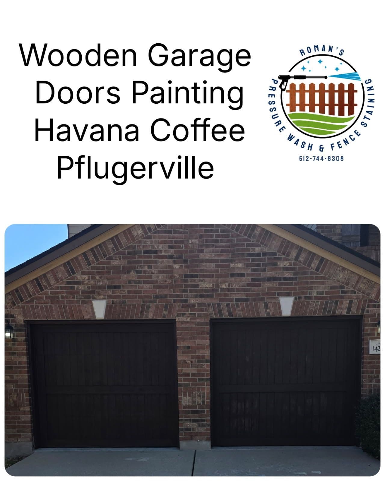 Wooden Garage Doors Painted in Havana Coffee in Pflugerville image